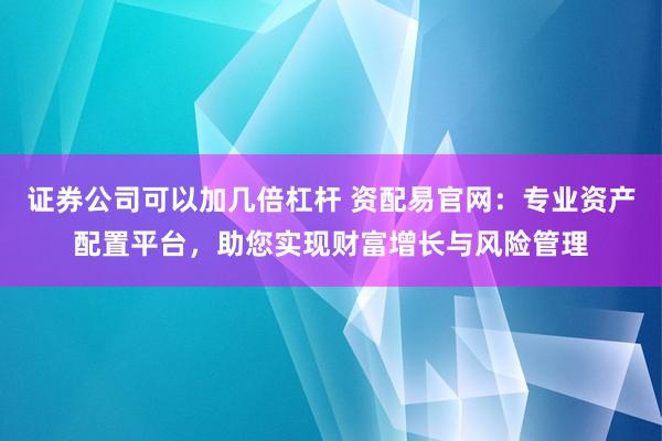 证券公司可以加几倍杠杆 资配易官网：专业资产配置平台，助您实现财富增长与风险管理