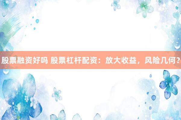 股票融资好吗 股票杠杆配资：放大收益，风险几何？