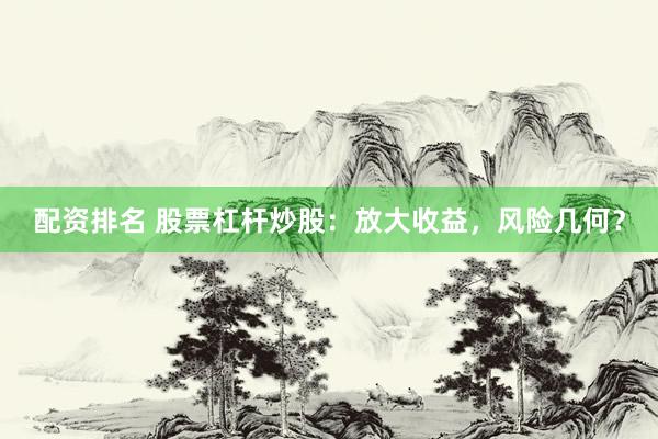 配资排名 股票杠杆炒股：放大收益，风险几何？