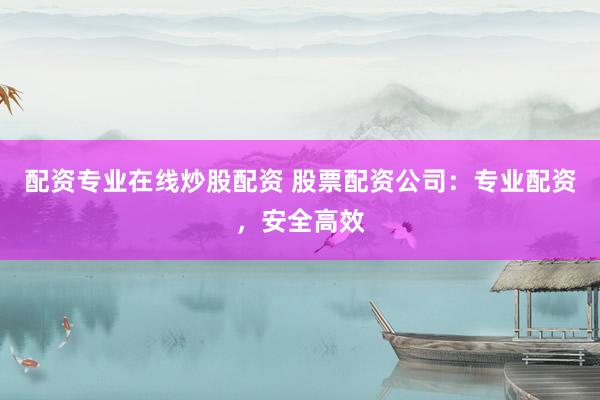 配资专业在线炒股配资 股票配资公司：专业配资，安全高效