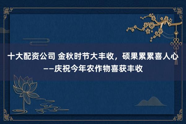 十大配资公司 金秋时节大丰收，硕果累累喜人心——庆祝今年农作物喜获丰收