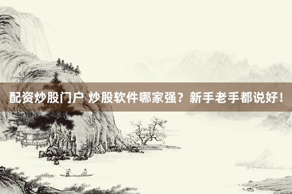 配资炒股门户 炒股软件哪家强？新手老手都说好！