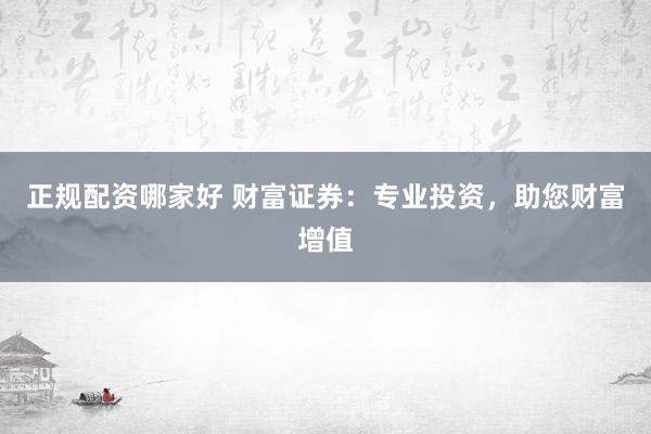 正规配资哪家好 财富证券：专业投资，助您财富增值