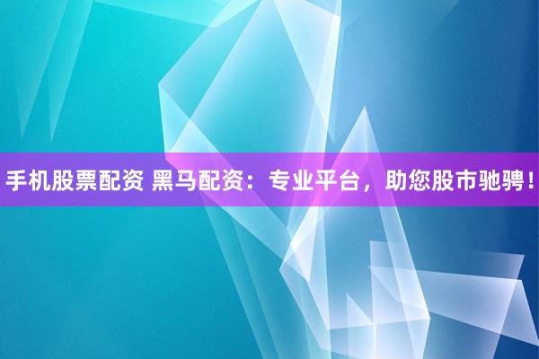 手机股票配资 黑马配资：专业平台，助您股市驰骋！